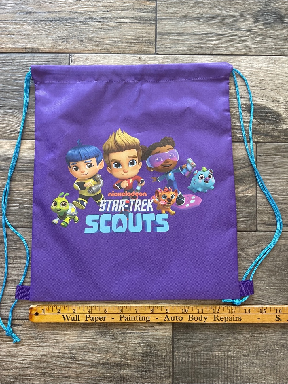 Nickelodeon Star Trek Scouts Purple Drawstring Bag with Teal Cords